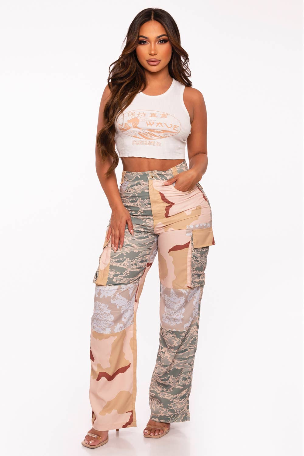 Women Camo Print Cargo Pants 2023 Trendy Street Drawstring Waist Flap  Pockets Side Parachute Trouser Hip